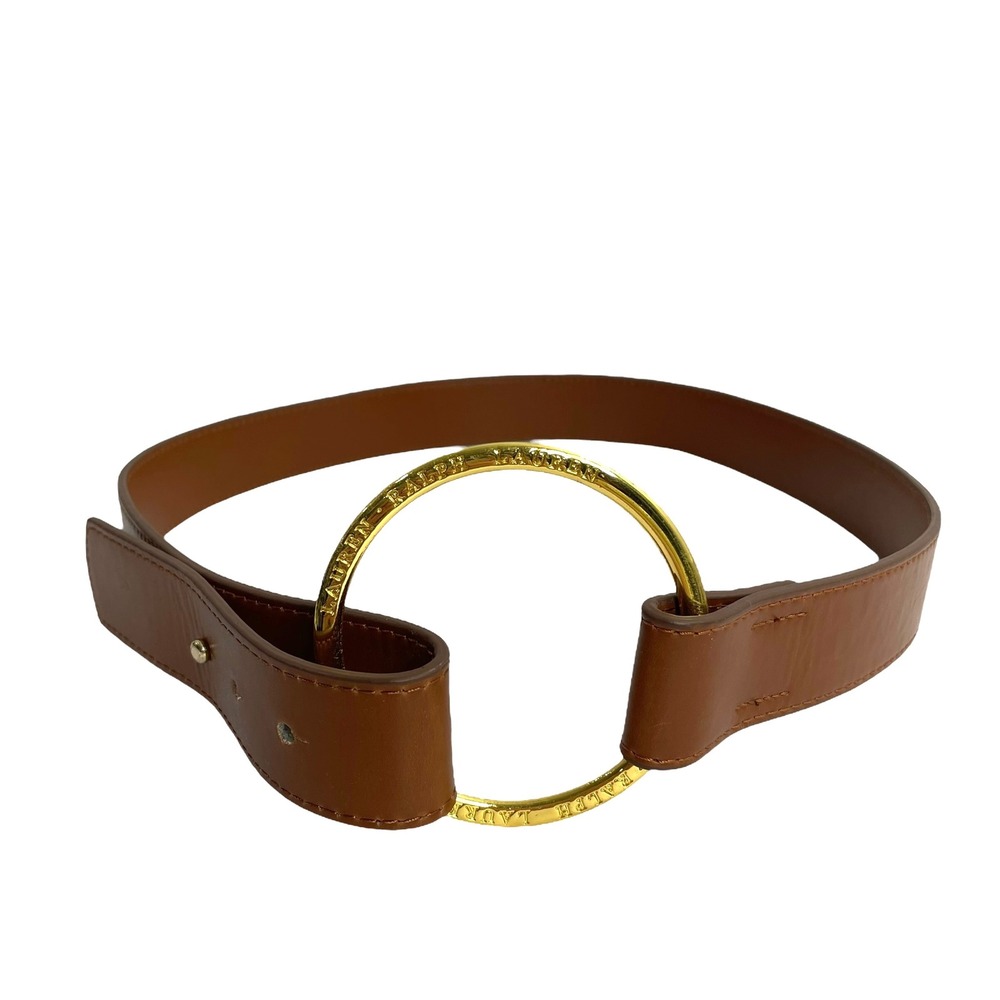 Ralph Lauren O-Ring Equestrian Leather‎ Statement Belt Size 12 Brown